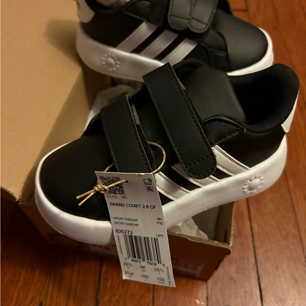Adidas Kids Grand Court Black and White Sneakers